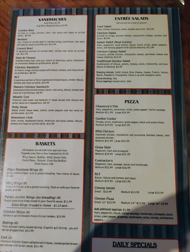 Chauncey's Pub Menu image 3